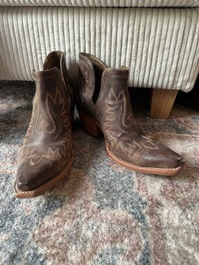 Ariat Brown Embroidered Western Ankle Boots